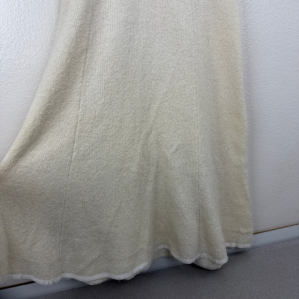 St. John Knits Dress Womens Cream Ivory Vintage Pointelle Sleeveless V-Neck FLAW - Picture 4 of 14